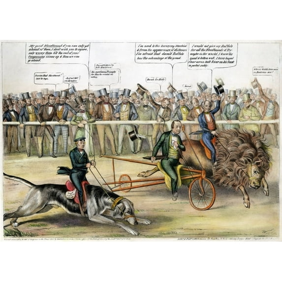 Presidential Campaign 1848. 'Grand Presidential Sweepstakes For 1849.' American Cartoon Of 1848 Showing Martin Van
