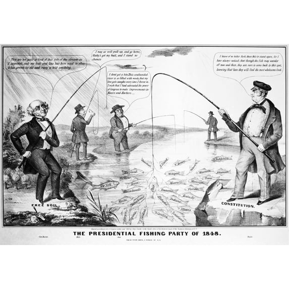 Presidential Campaign 1848. Na Pro-Zachary Taylor Lithograph Cartoon Of 1848 Deriding Martin Van Buren'S Free-Soil
