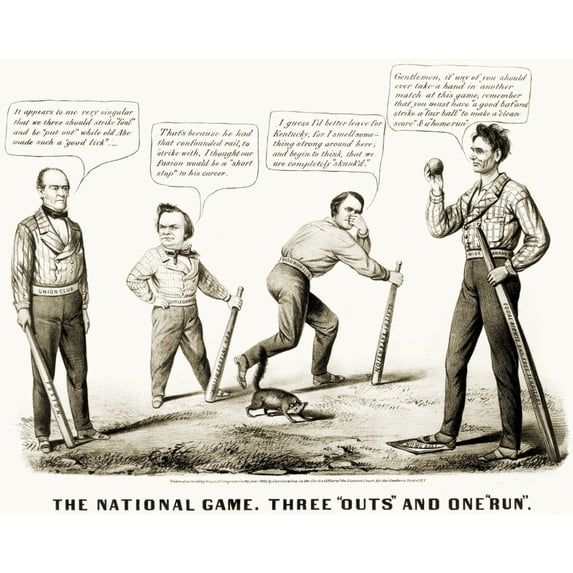 Presidential Campaign, 1860. /Na Pro-Lincoln Cartoon By Currier & Ives, 1860, Showing Lincoln Defeating Bell, Douglas, And Breckinridge. Poster Print by (24 x 36)