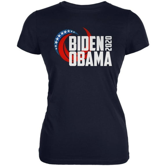 Presidential Election 2020 Biden Obama Swoosh Juniors Soft T Shirt Navy MD