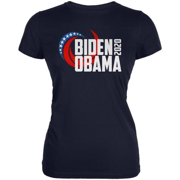 Presidential Election 2020 Biden Obama Swoosh Juniors Soft T Shirt Navy MD
