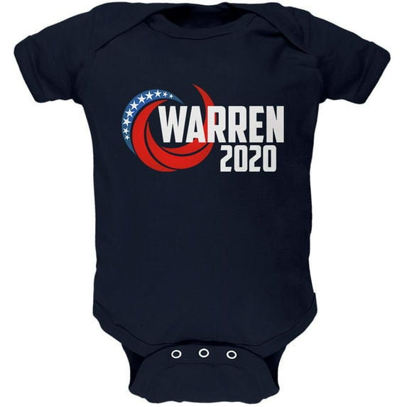 Presidential Election 2020 Elizabeth Warren Swoosh Soft Baby One Piece Navy 0-3 M