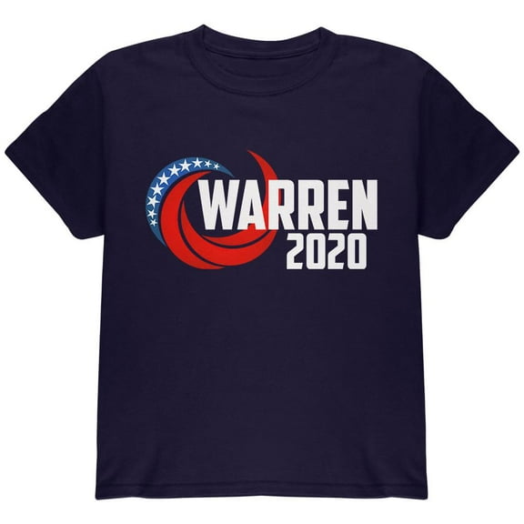 Presidential Election 2020 Elizabeth Warren Swoosh Youth T Shirt Navy YXL