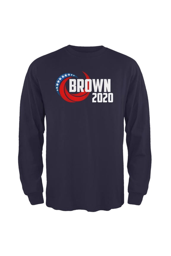 Presidential Election 2020 Jerry Brown Swoosh Mens Long Sleeve T Shirt Navy X-LG