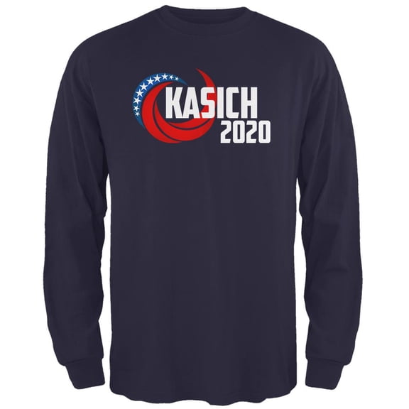 Presidential Election 2020 John Kasich Swoosh Mens Long Sleeve T Shirt Navy 2XL