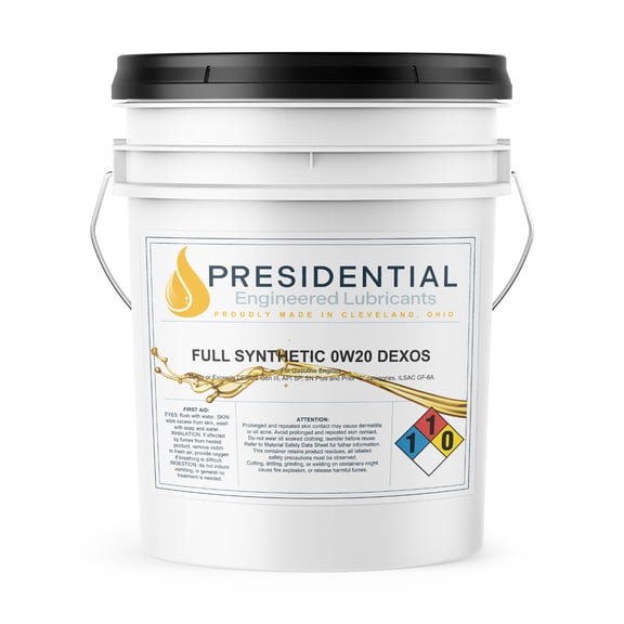 Presidential Full Synthetic Dexos 0W-20  Meets GM Dexos Gen 3 Specs  5 Gallon