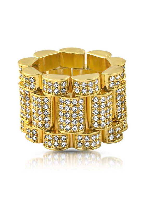 Presidential Link Gold CZ Bling Bling Ring (11)