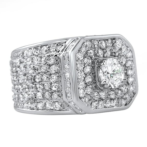 Presidential Rhodium CZ Bling Bling Ring (12)