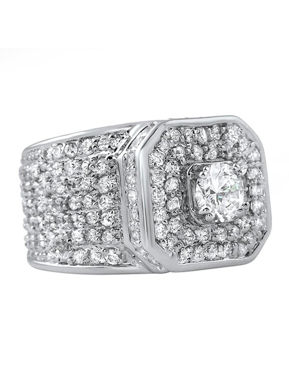 Presidential Rhodium CZ Bling Bling Ring
