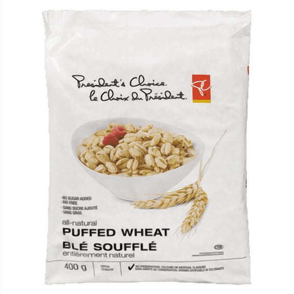 President's Choice Puffed Wheat Cereal 400g (14.1 oz) | Whole Grain, No Sugar Added