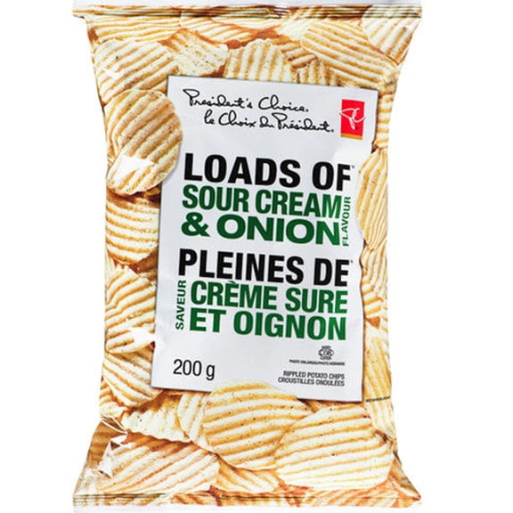 Presidents Choice Creamy Ripple Sour Cream & Onion Chips, 200g/7.1 oz