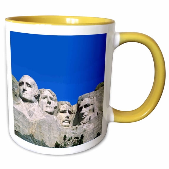 3drose, Presidents in Stone, 11oz Two-tone Yellow Mug