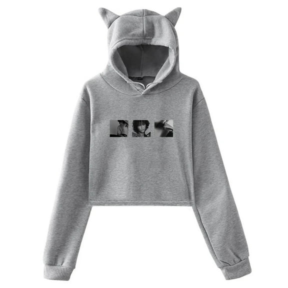 Presley Regier RUN Cat Ear Hoodie Womens Short Sweatshirt Funny Bear Ear Clothes