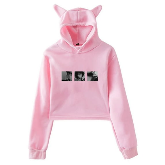 Presley Regier RUN Cat Ear Hoodie Womens Short Sweatshirt Funny Bear Ear Clothes