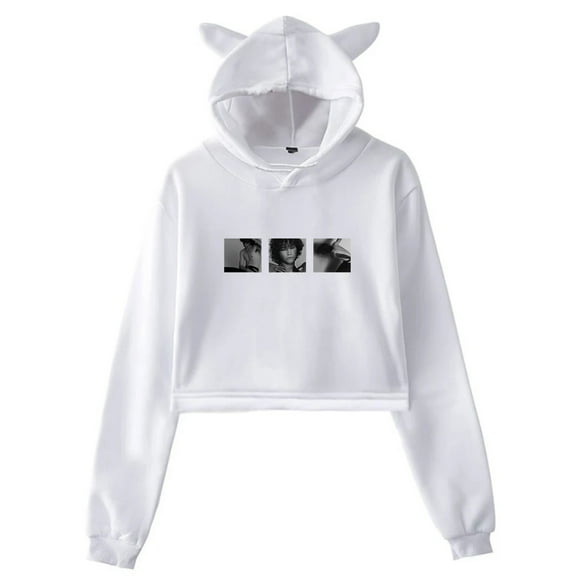 Presley Regier RUN Cat Ear Hoodie Womens Short Sweatshirt Funny Bear Ear Clothes