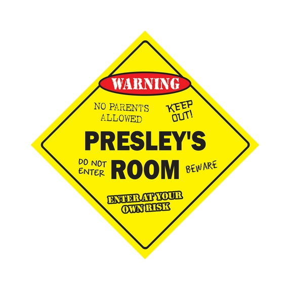 Presley's Room Sign Crossing Zone Xing | Indoor/Outdoor | 17" Tall kids bedroom decor door children's name boy girl