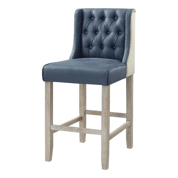 Preslie Leather PU Counter Stool (Set of 2), Navy