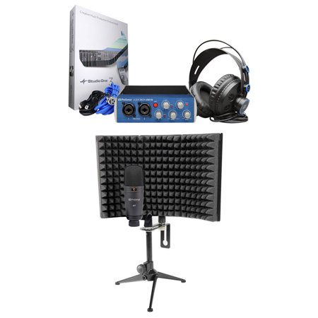 Presonus Audiobox 96 Studio Recording Interface+Headphones+Microphone+Mic Shield
