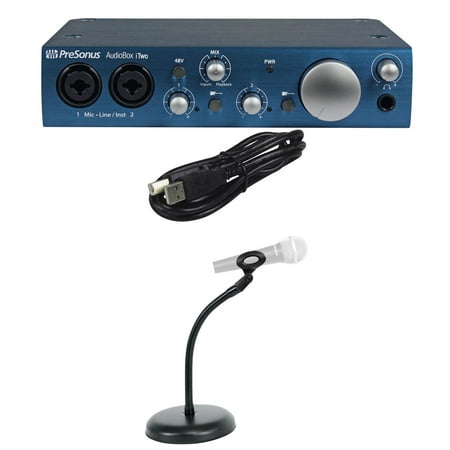 Presonus Audiobox iTwo 2X2 USB PC/Mac Recording Interface+Gooseneck Mic Stand
