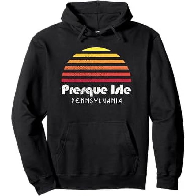 Presque Isle Erie Pa Sunset Retro Pullover Hoodie