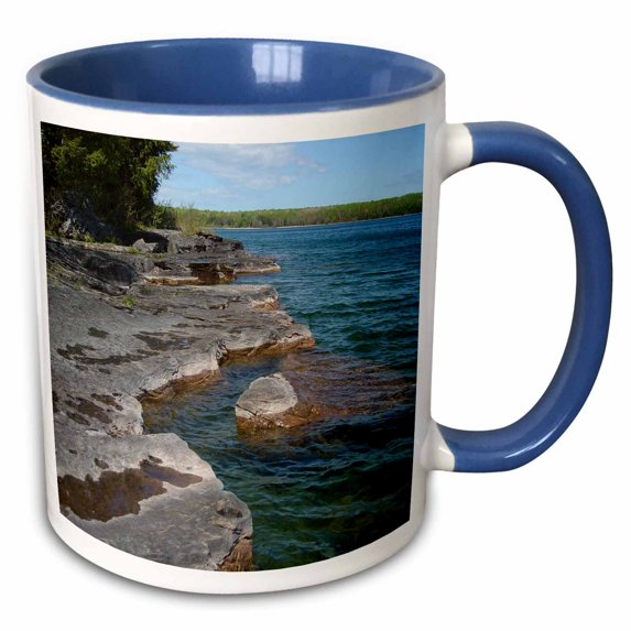3drose, Presque Isle Shoreline at Lake Superior, 11oz Two-tone Blue Mug