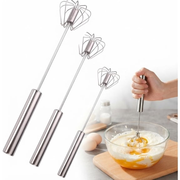 Press And Spin Whisk, Ergonomic Non-Slip Handle For Whipping Cream And Mixing, Great For Restaurant And Home Baking