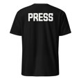 thumbnail image 1 of Press BACK PRINT Media Reporter Professional Identification T-Shirt (Black, S), 1 of 4