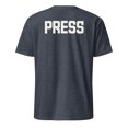 thumbnail image 1 of Press BACK PRINT Media Reporter Professional Identification T-Shirt (Heather Navy, S), 1 of 4