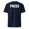 thumbnail image 1 of Press BACK PRINT Media Reporter Professional Identification T-Shirt (Navy, M), 1 of 4