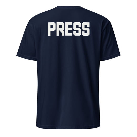 Press BACK PRINT Media Reporter Professional Identification T-Shirt (Navy, XL)