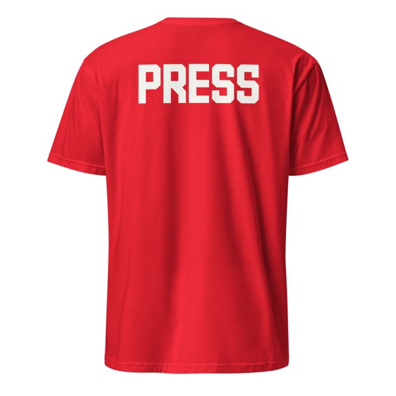 Press BACK PRINT Media Reporter Professional Identification T-Shirt (Red, M)