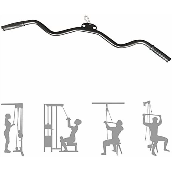 Press Down Bar, LAT Pull Down Bar, Home Gym Cable Machine Attachment, V-Shaped Bar, Multi-Grip Resistance Bar, Black, 100cm/39 Inch$$Sport & Recreation Other
