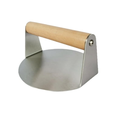 Press Burger Smasher Burger, Press Maker Flat Bottom Hamburger Press, Smooth Meat Looser Grill Cooking Smasher for Paninis Sandwiches Steak wood handle