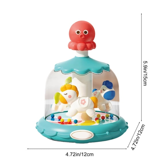 Press Carousel Montessori Sensory Toy, Colorful Toy for Babies 0-12 Months, Interactive Rotating Toy with Press to Spin & Rolling Beads, Early Education Play for Toddlers