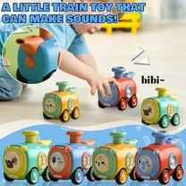 Press and Change Face Train Toy with Whistle Sound, Inertia Friction Powered Pull Back Car, Shatterproof ABS Plastic Toddler Toys for 1 2 3 Year Old Boys, Boys&Girls Birthday Gift Christmas Present
