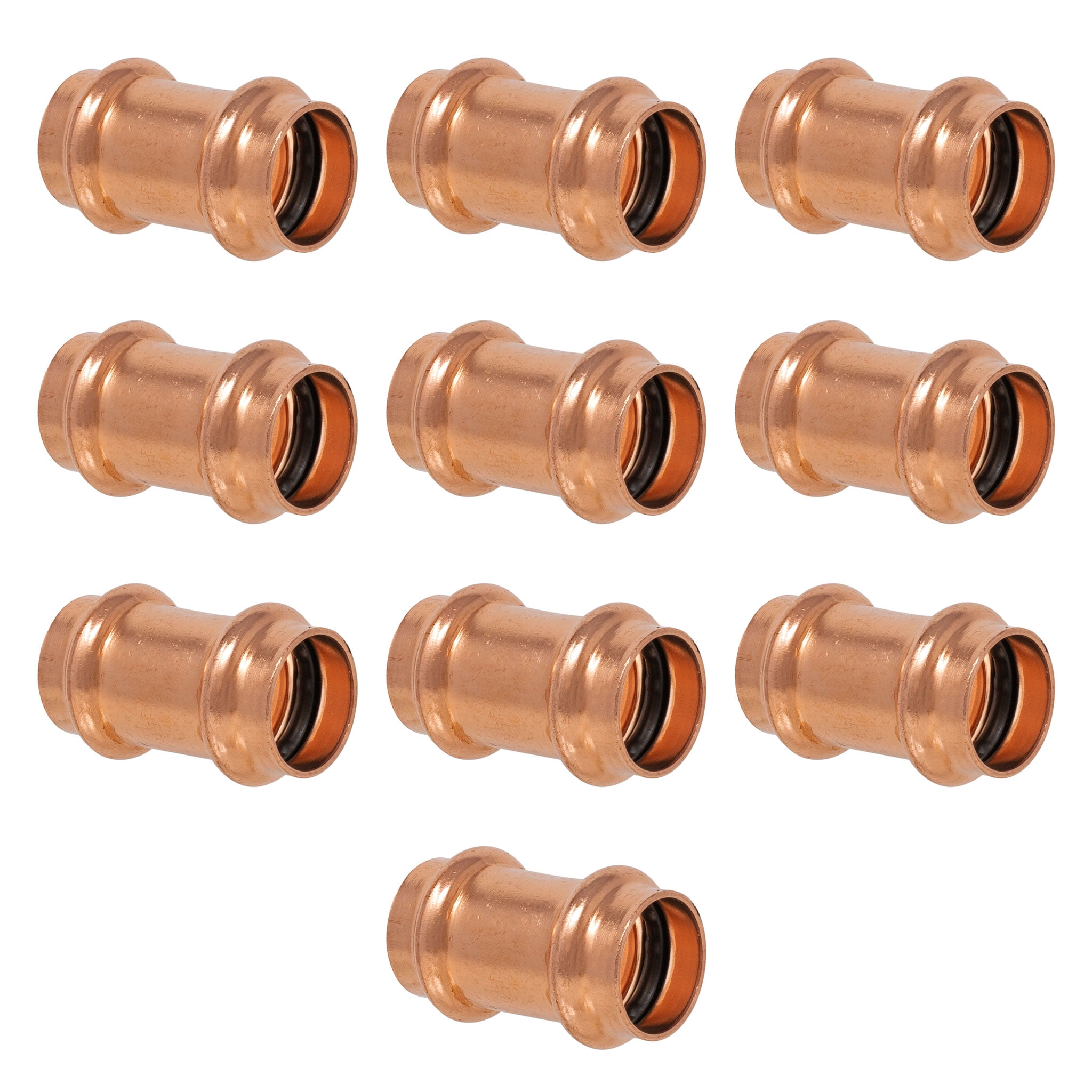 Press Copper Plumbing 1/2" Coupling With Stop P x P Copper Pipe Press Fitting for Residential/Commercial [10 Pack]