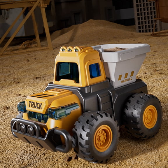 Press Engineering Vehicle Toy,Small Bulldozer Construction Truck,Moveable Robotic Arms,Push Forward No Battery,Durable Plastic,Gift for Kids Age 4+,Perfect for Birthday Halloween Party Black