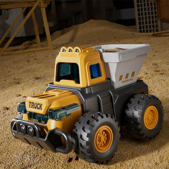 Press Engineering Vehicle Toy, Usupdd Inertia Bulldozer with Moveable Robotic Arms, Friction Powered Small Lift Vehicle for Kids Age 4+