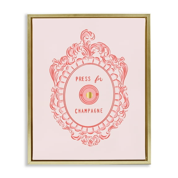 Stupell Industries Press For Champagne Ornate Gold Framed Floater Canvas Wall Art, design by Cherrywood Lane