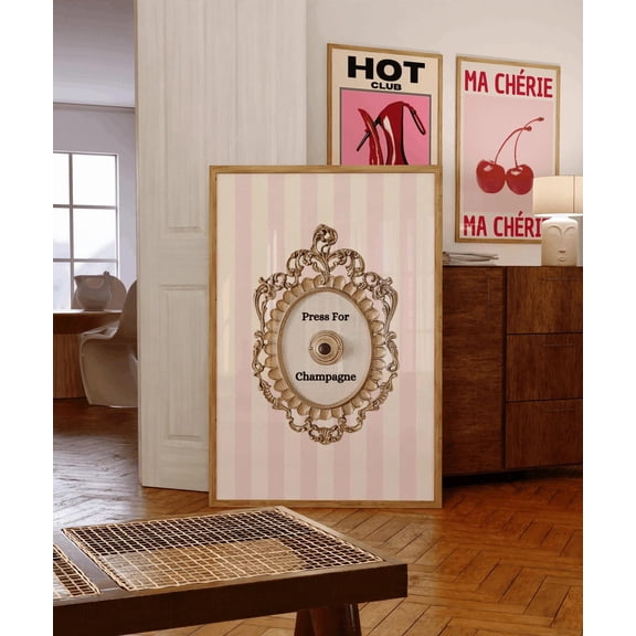 Press For Champagne Pink Bar Cart Wall Art Unframed Paper Print