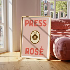 Press For Rose Wine Bar Wall Art Decor Unframed Paper Print