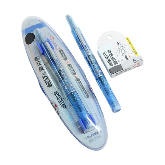 Press Fountain Pen with 5 Inks Cartridges for Beginner Practice Retractable Inks Pen Fine Tip