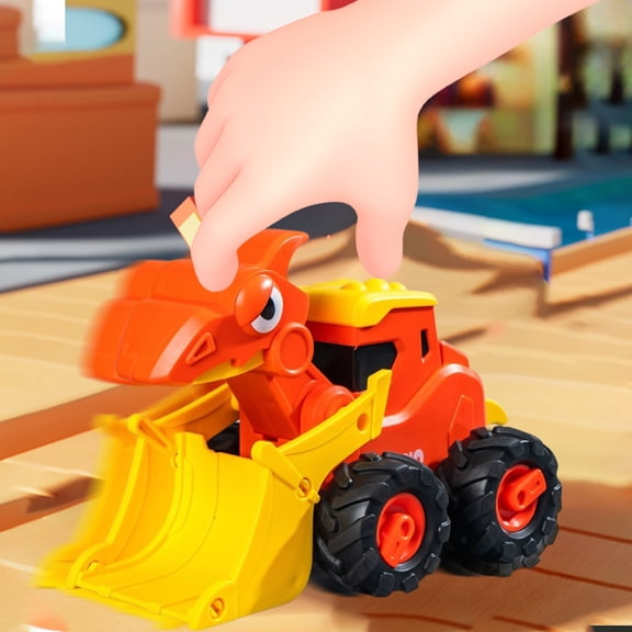 Press and Go Dinosaur Toy Car for Toddlers, Friction Powered Inertia Dino Vehicle, Push Forward Crawling Race Car, Preschool Boy Girl Birthday Gift, No Battery Needed Outdoor Indoor Play