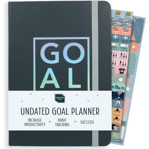 Press Goal Planner. 12 Month Undated Planner to Boost Productivity & Achieve Your Goals. Life Planner with Weekly Planner Pages, Habit Tracker & Planner Stickers