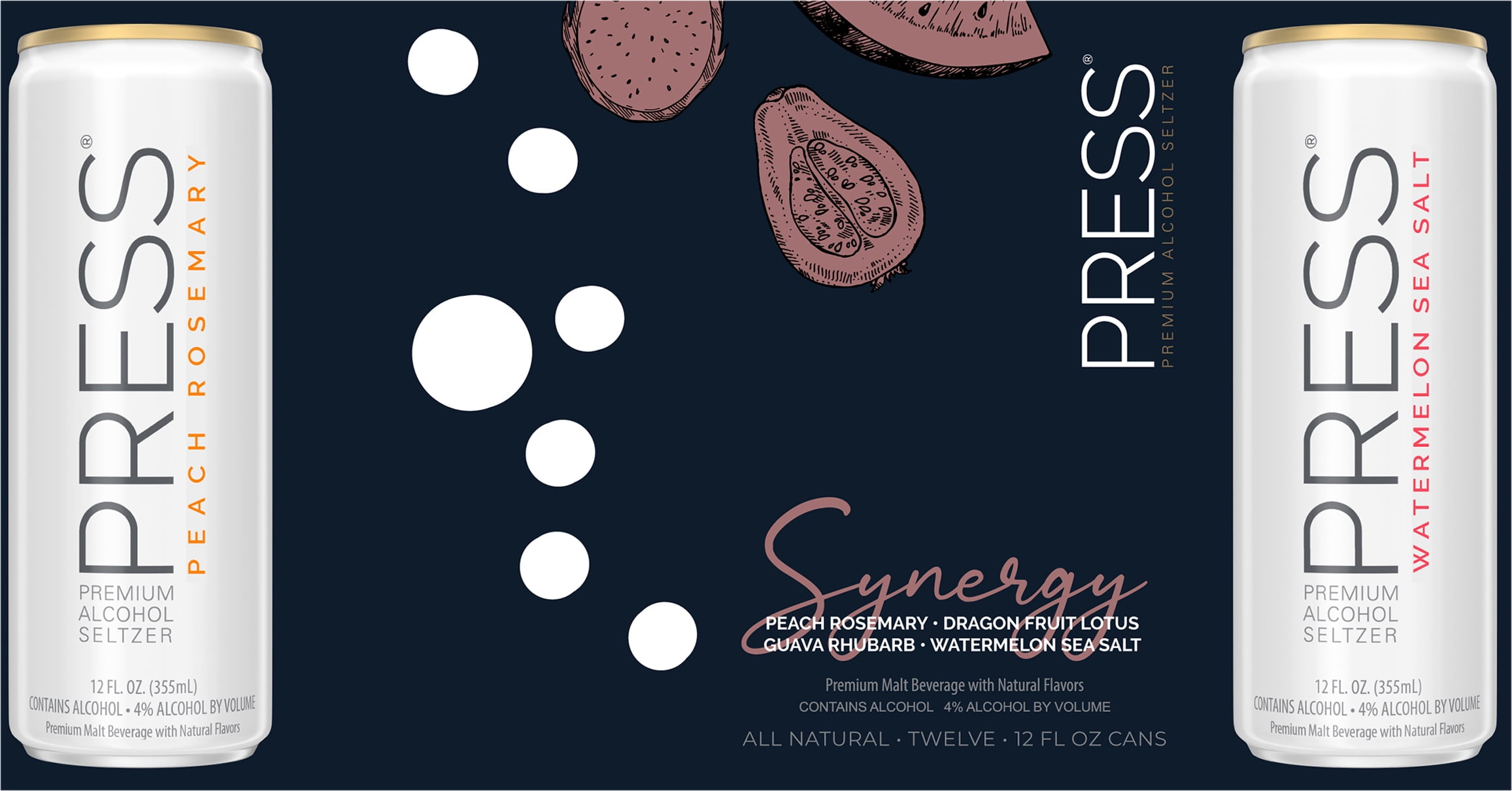 Press Hard Seltzer Synergy 12 Pack 12 Fluid Ounce Aluminum Cans, 4% ABV