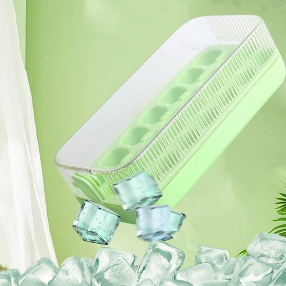 Press Ice Cubes Tray - Silicone Ice Maker Mold 9.4x4.7x3" Food-Grade Ice Box for Countertop & Freezer, Self-Made Ice Cubess with Easy-Release, Space-Saving Ice Making for Home, RV or Dorm