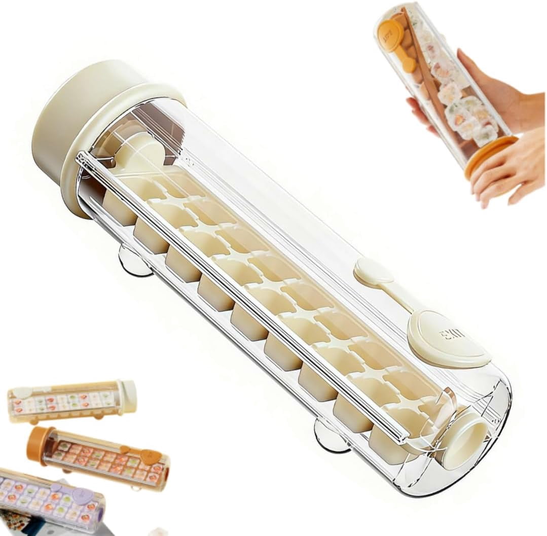 Press Ice Cube Tray, Square Ice Maker with Storage, 18 Cubes