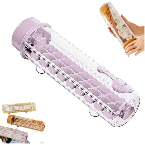 Press Ice Cube Tray, Square Ice Maker with Storage, 18 Cubes