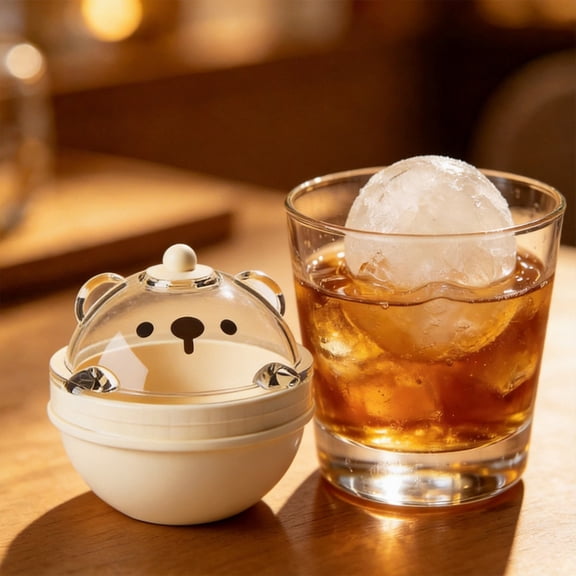 Press Ice Tray 6cm Ice Ball Maker Silicone Round Ice Mold with Lid Reusable Leakproof Ice Sphere Press Release Container for Whiskey Cocktail Drinks Home Freezer Bar Cooling Tool Durable Portable