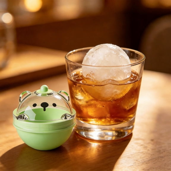 Press Ice Tray 6cm Ice Ball Maker Silicone Round Ice Mold with Lid Reusable Leakproof Ice Sphere Press Release Container for Whiskey Cocktail Drinks Home Freezer Bar Cooling Tool Durable Portable